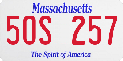 MA license plate 5OS257