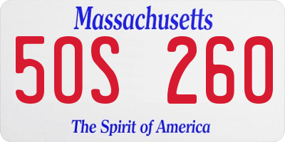MA license plate 5OS260