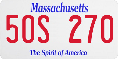 MA license plate 5OS270