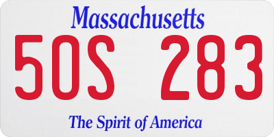 MA license plate 5OS283