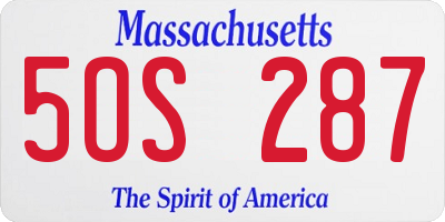 MA license plate 5OS287