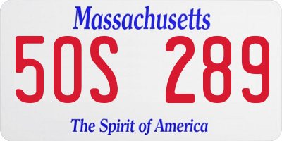 MA license plate 5OS289