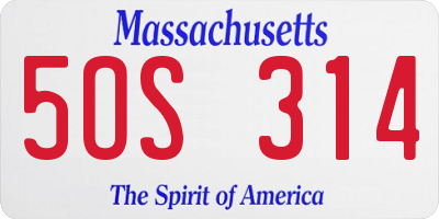 MA license plate 5OS314