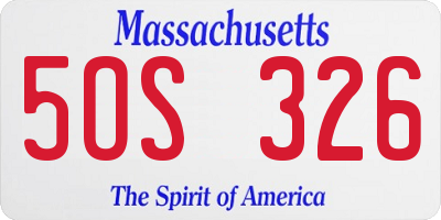 MA license plate 5OS326