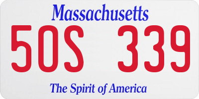 MA license plate 5OS339