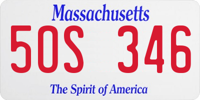 MA license plate 5OS346