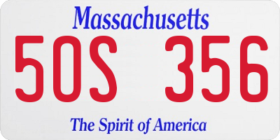 MA license plate 5OS356