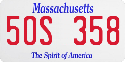 MA license plate 5OS358