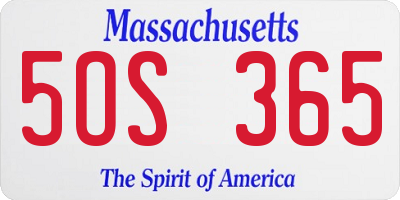 MA license plate 5OS365