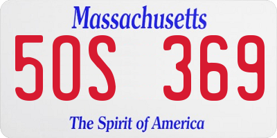 MA license plate 5OS369