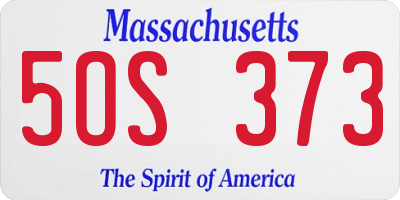 MA license plate 5OS373