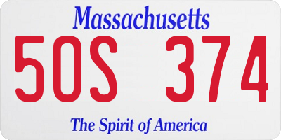 MA license plate 5OS374