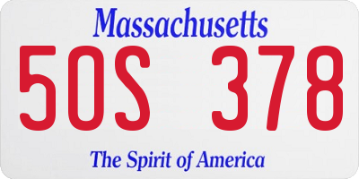 MA license plate 5OS378