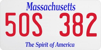 MA license plate 5OS382