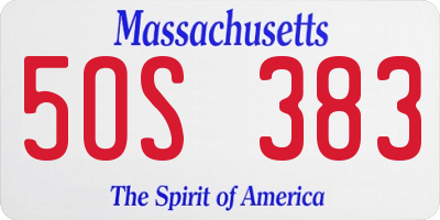 MA license plate 5OS383
