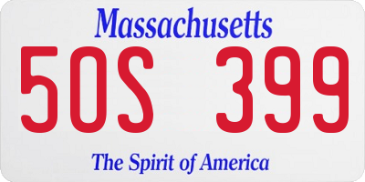 MA license plate 5OS399