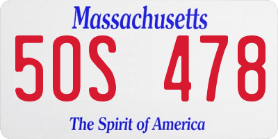 MA license plate 5OS478