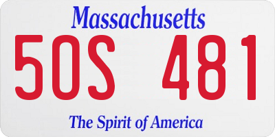MA license plate 5OS481