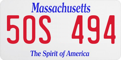 MA license plate 5OS494