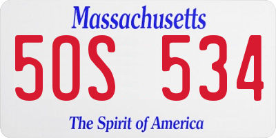 MA license plate 5OS534
