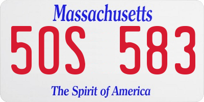 MA license plate 5OS583