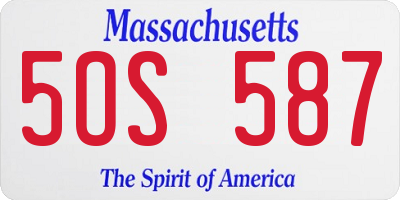 MA license plate 5OS587