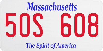MA license plate 5OS608