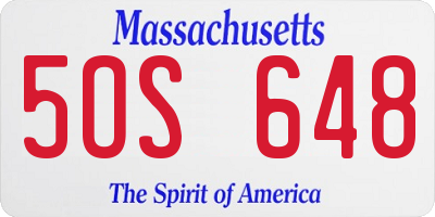 MA license plate 5OS648