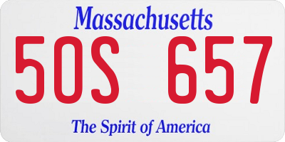 MA license plate 5OS657