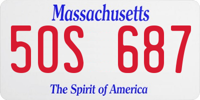 MA license plate 5OS687