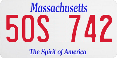 MA license plate 5OS742