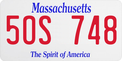 MA license plate 5OS748