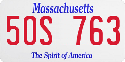 MA license plate 5OS763