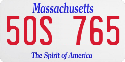 MA license plate 5OS765