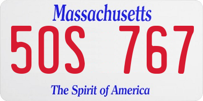 MA license plate 5OS767