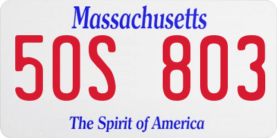 MA license plate 5OS803