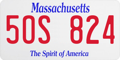 MA license plate 5OS824