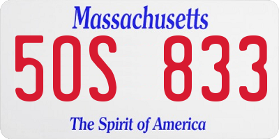 MA license plate 5OS833