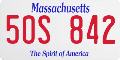 MA license plate 5OS842