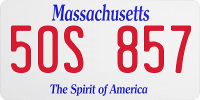 MA license plate 5OS857