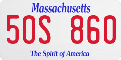 MA license plate 5OS860