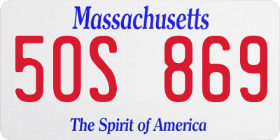 MA license plate 5OS869