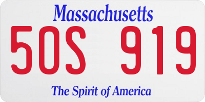 MA license plate 5OS919