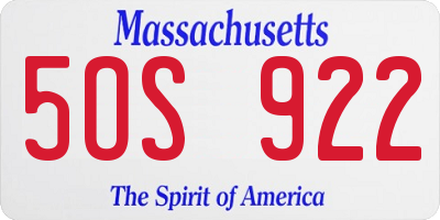 MA license plate 5OS922