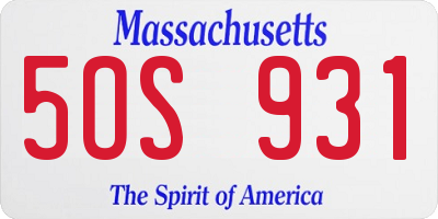 MA license plate 5OS931