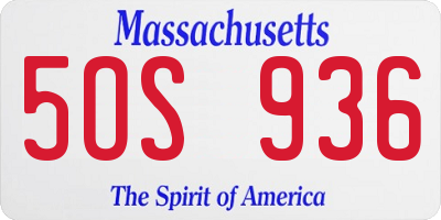 MA license plate 5OS936