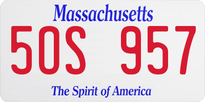 MA license plate 5OS957