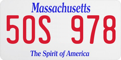 MA license plate 5OS978