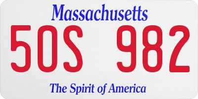 MA license plate 5OS982