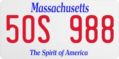 MA license plate 5OS988